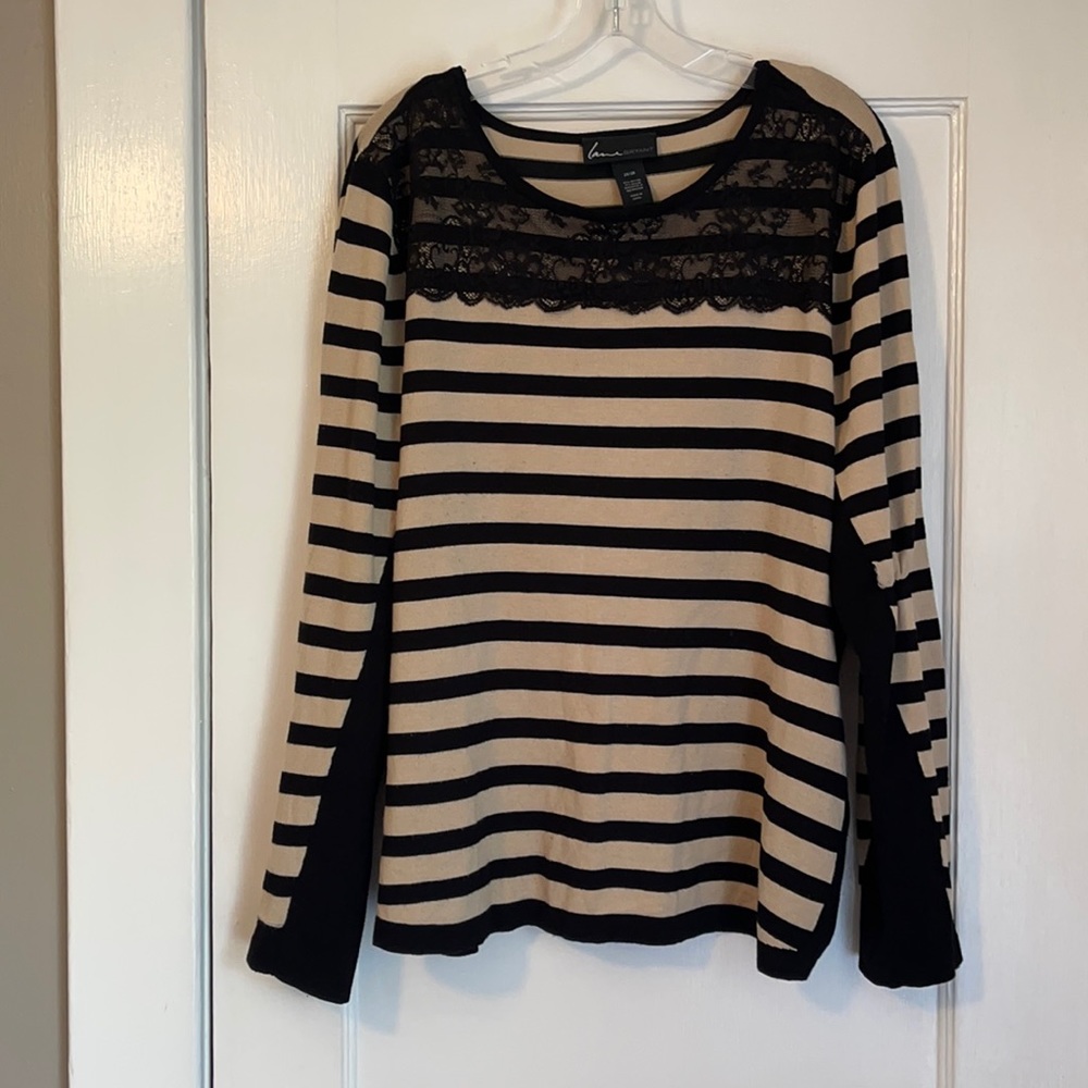 Lane Bryant Stripped Lace Sweater 26/28 4X